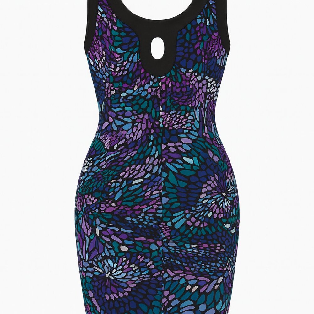 Dressbarn Keyhole Size 4P Black Purple Dress